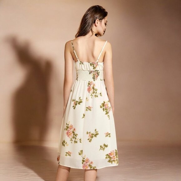 NWT J.ING FLORAL Print Tie Midi Dress - Picture 4 of 5